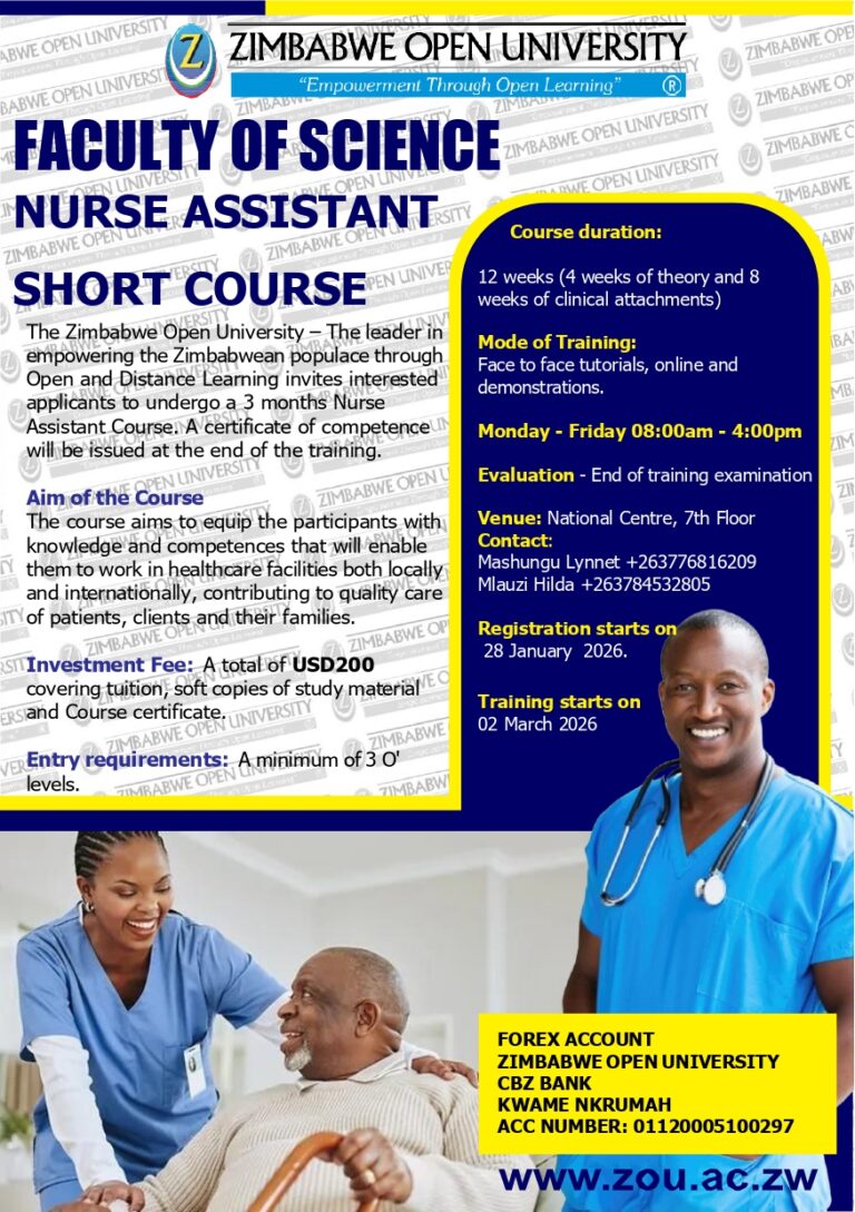 Short For Assistant NURSE ASSISTANT -SHORT COURSE – ZOU